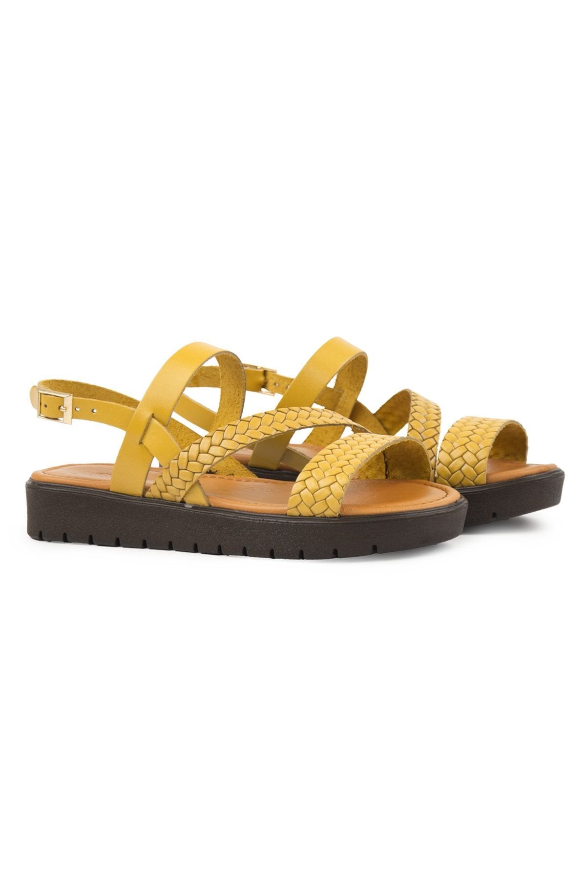 Pegia Women's Braided Leather Sandals DG6060  - Yellow