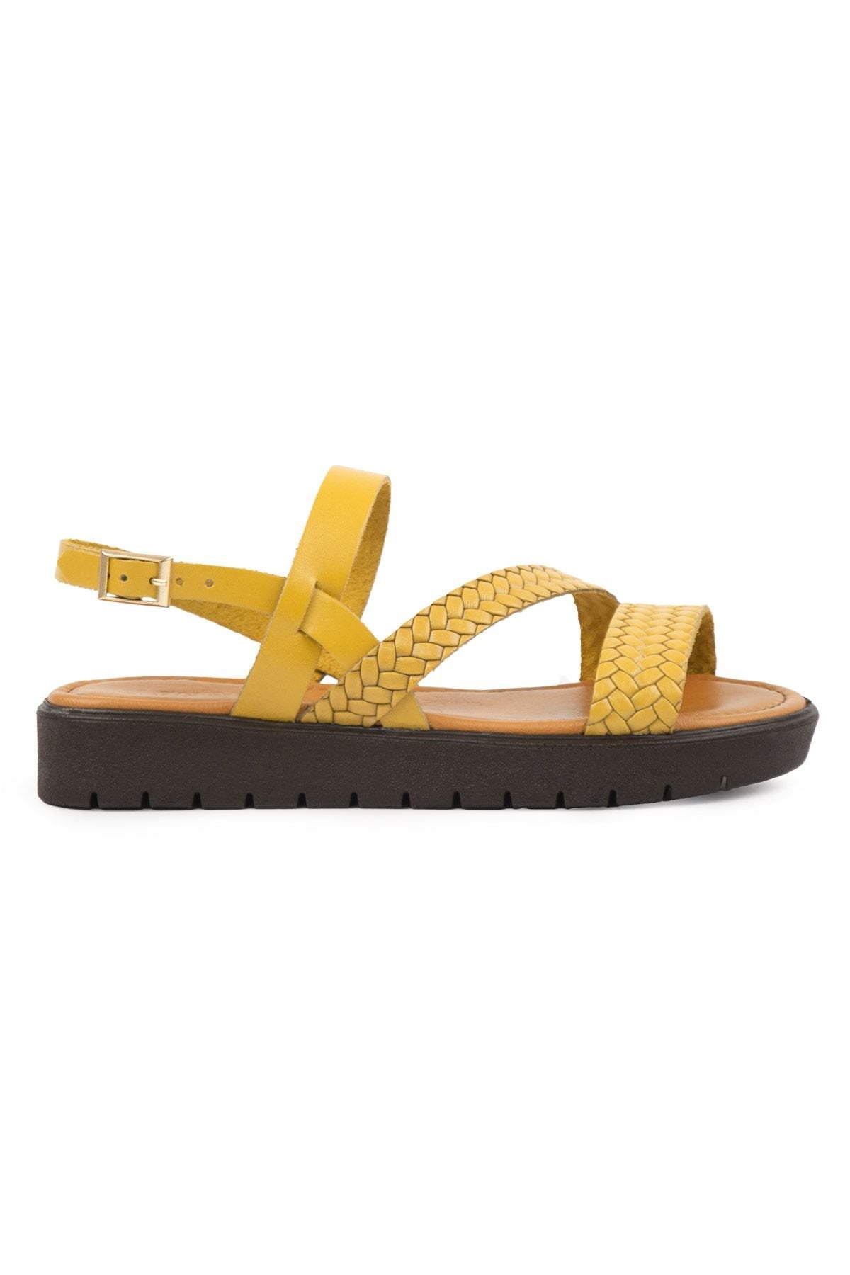 Pegia Women's Braided Leather Sandals DG6060  - Yellow