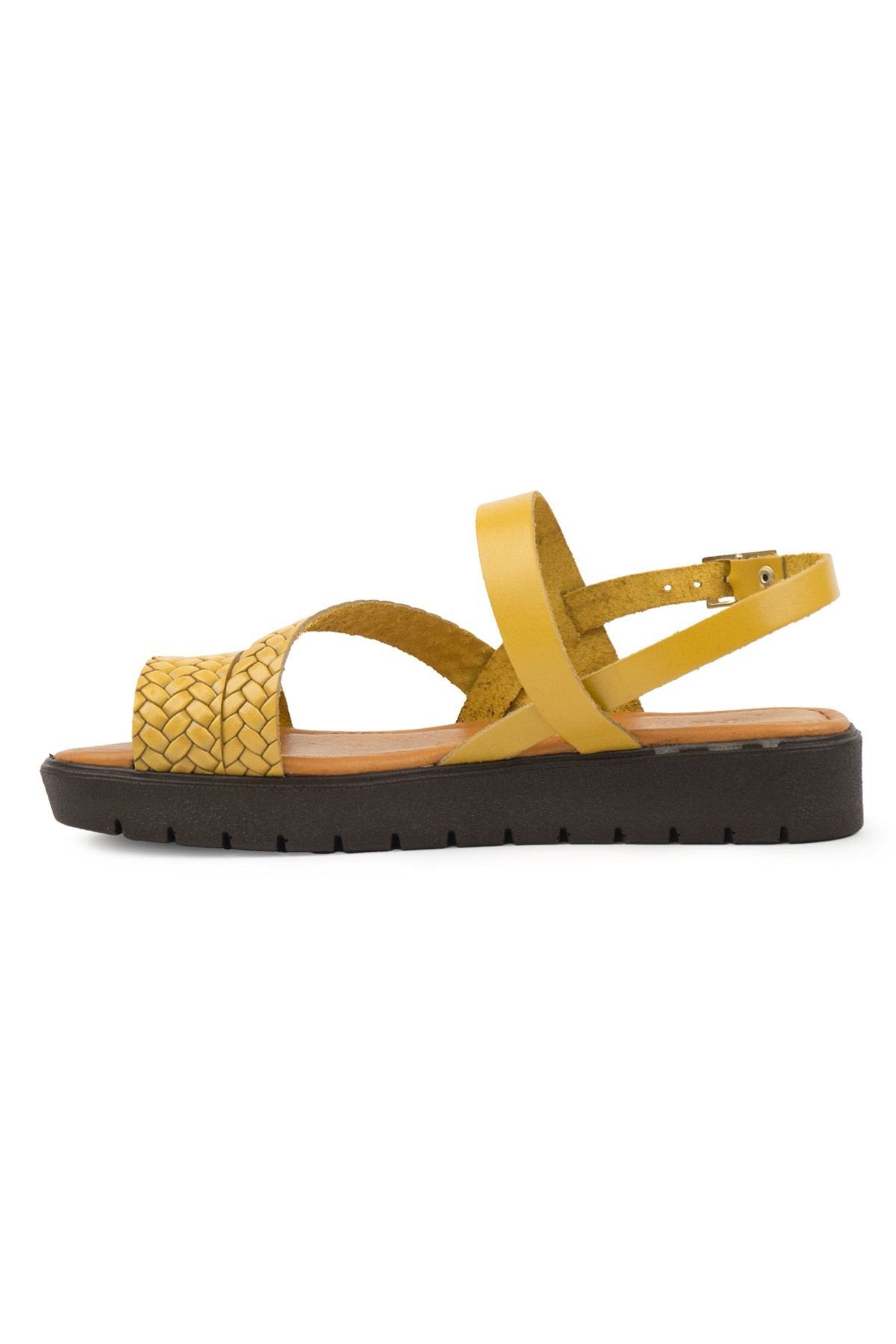 Pegia Women's Braided Leather Sandals DG6060  - Yellow
