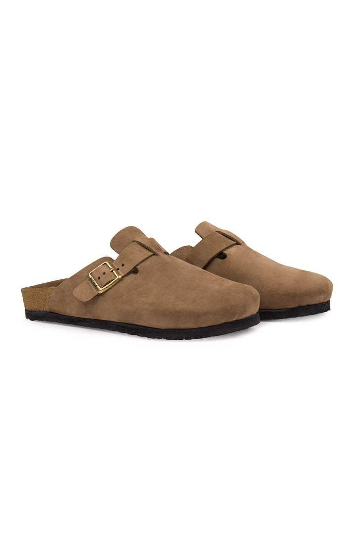 Pegia Women's Leather Clog Slippers 215541  - Latte