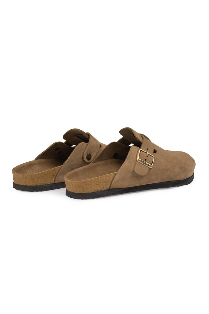 Pegia Women's Leather Clog Slippers 215541  - Latte