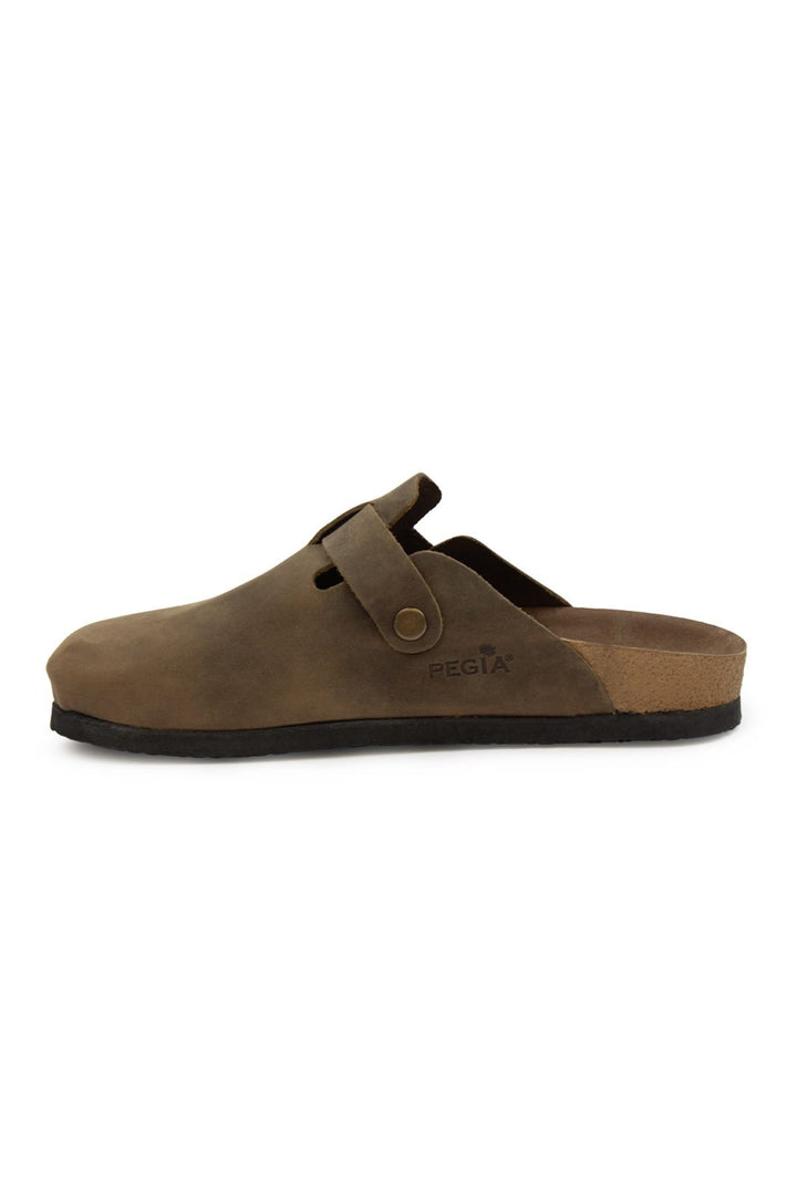 Pegia Women's Leather Clog Slippers 215541  - Stone