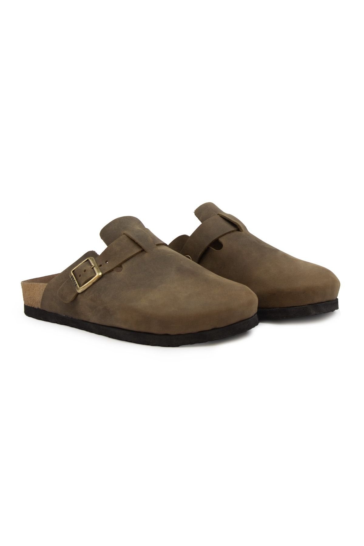 Pegia Women's Leather Clog Slippers 215541  - Stone