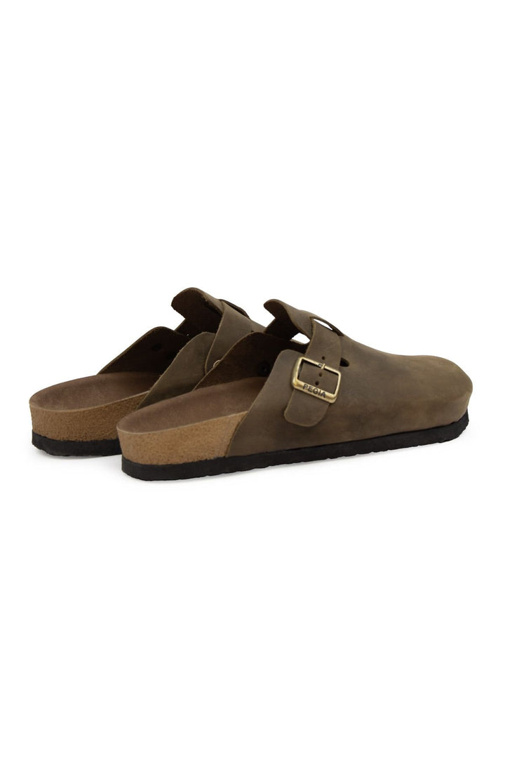 Pegia Women's Leather Clog Slippers 215541  - Stone