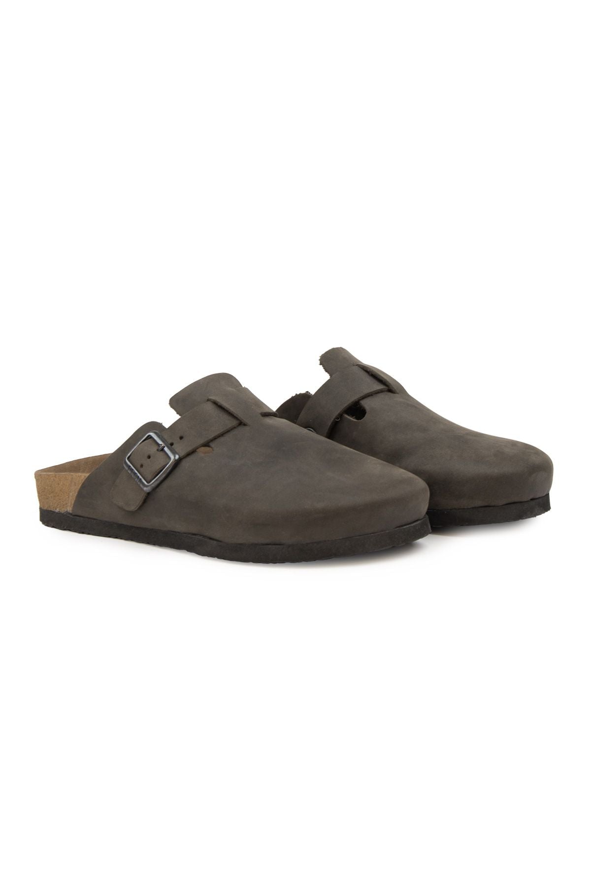 Pegia Women's Leather Clog Slippers 215541  - Anthracite