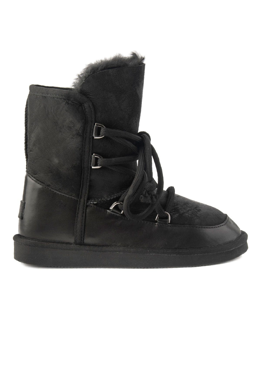 Pegia Lace-up Shearling Women's Boots 191116  - Black