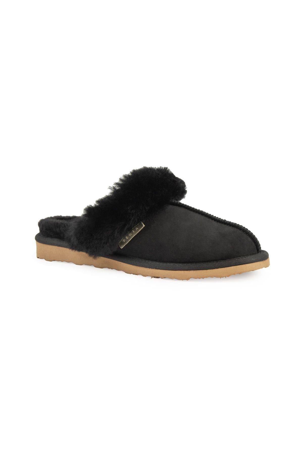 Pegia Women's Sheepskin House Slippers 191202  - Black