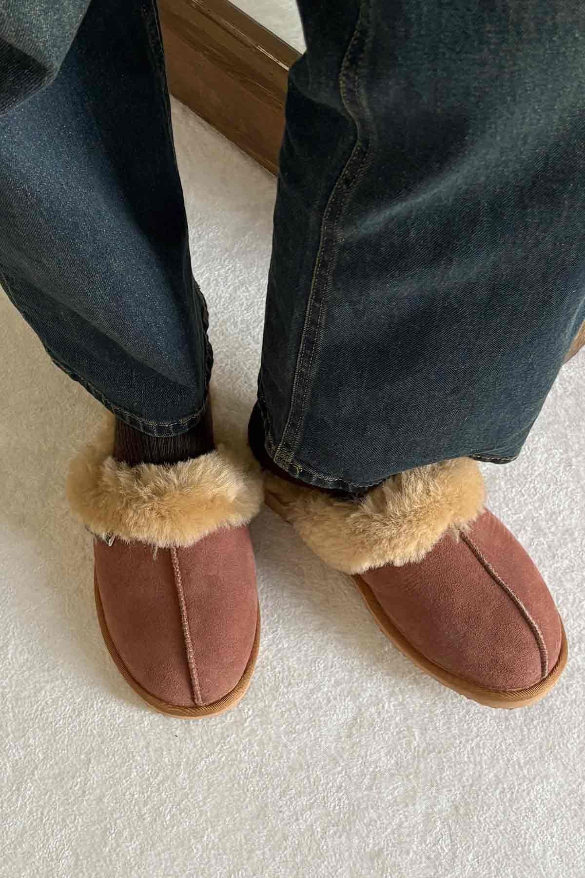 Pegia Women's Sheepskin House Slippers 191202  - Latte