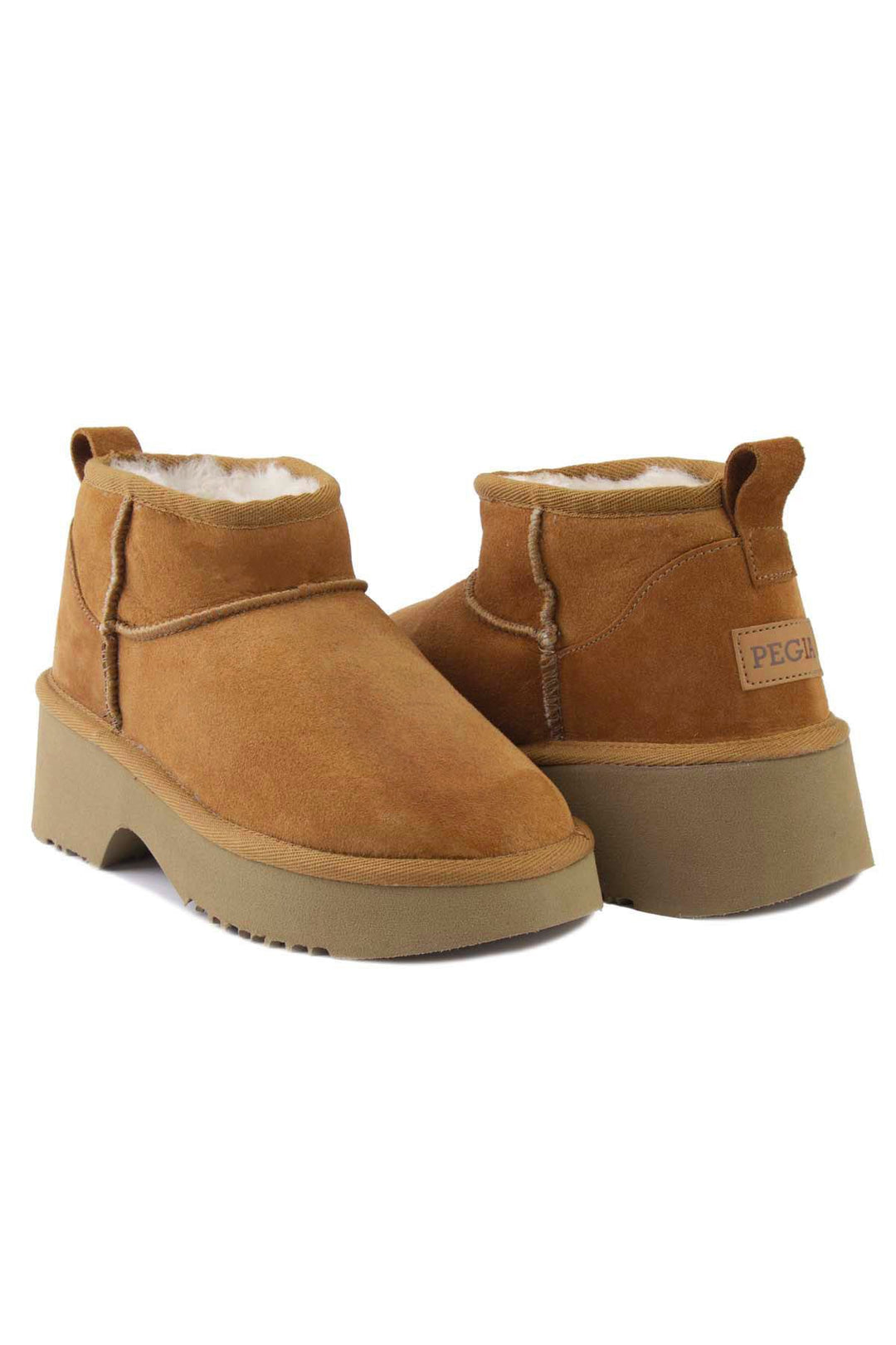 Pegia Women's Sheepskin Boots 191156  - Chestnut