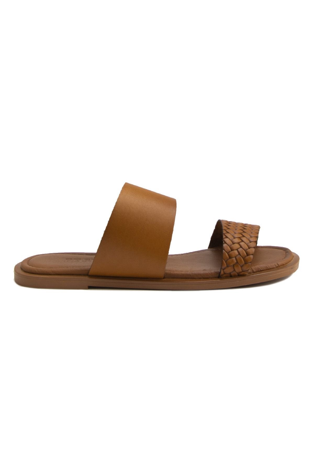 Pegia Knit Print Leather Slippers DG6005  - Chestnut