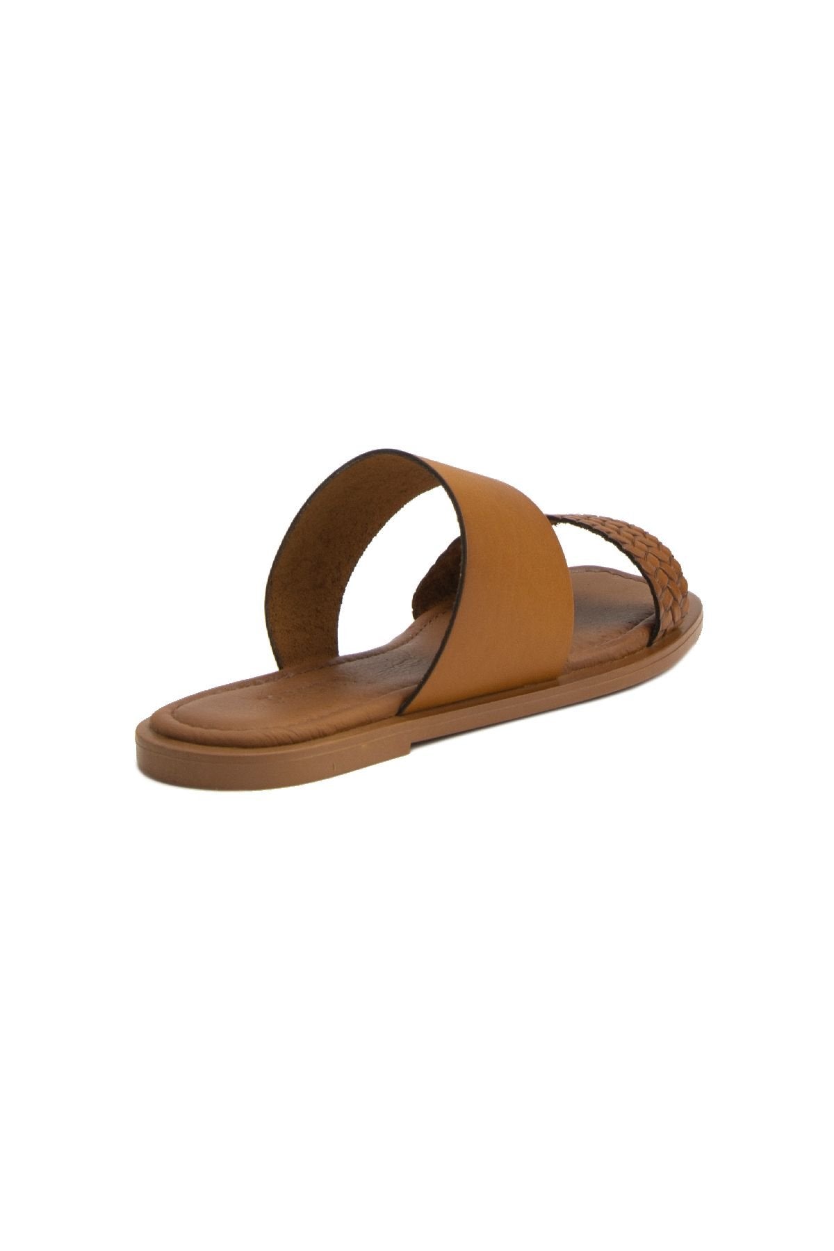 Pegia Knit Print Leather Slippers DG6005  - Chestnut