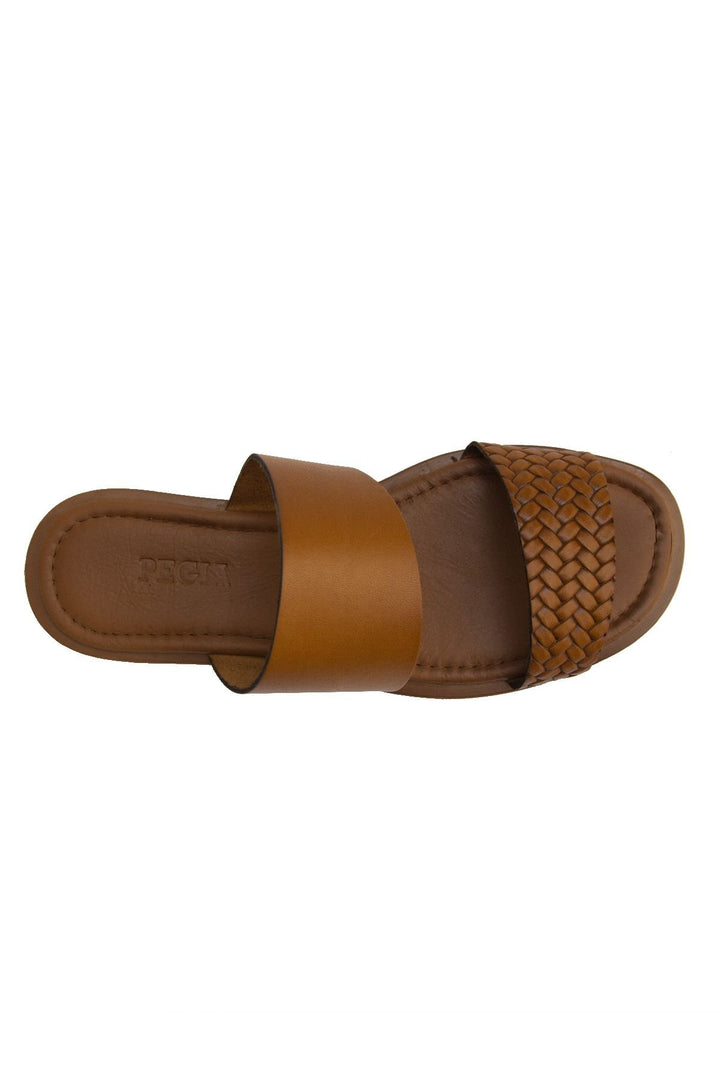 Pegia Knit Print Leather Slippers DG6005  - Chestnut