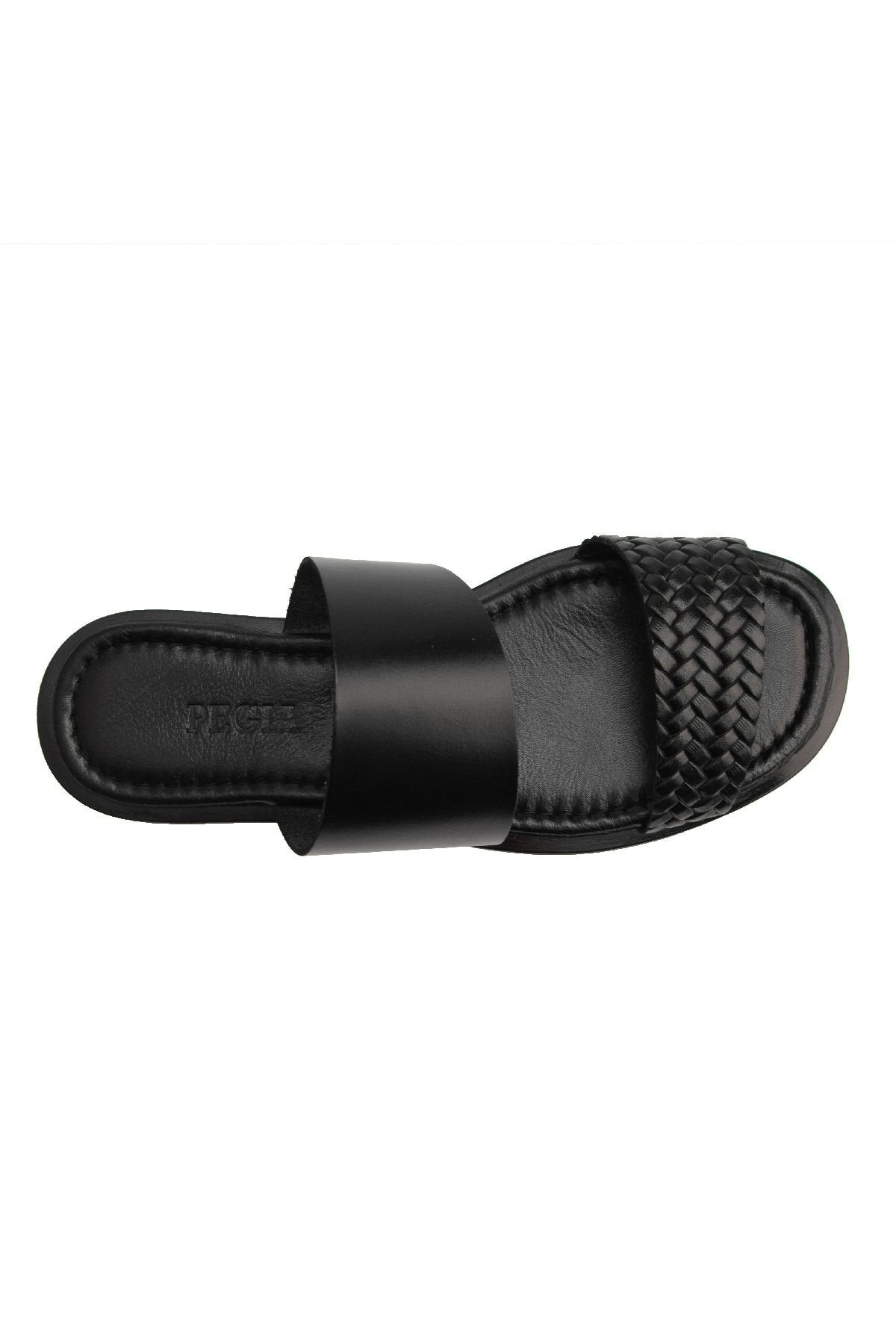 Pegia Knit Print Leather Slippers DG6005  - Black
