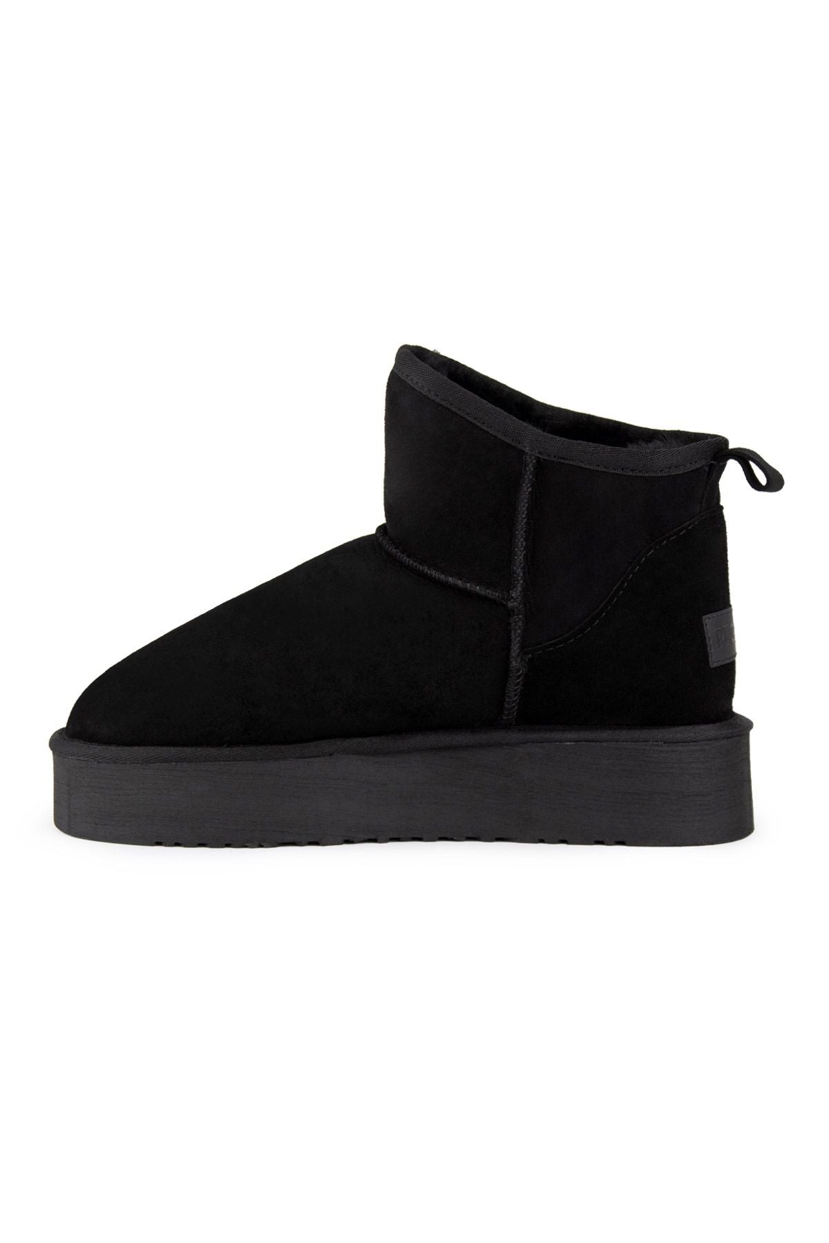 Pegia Fringed Sheepskin Short Boots 191360  - Black