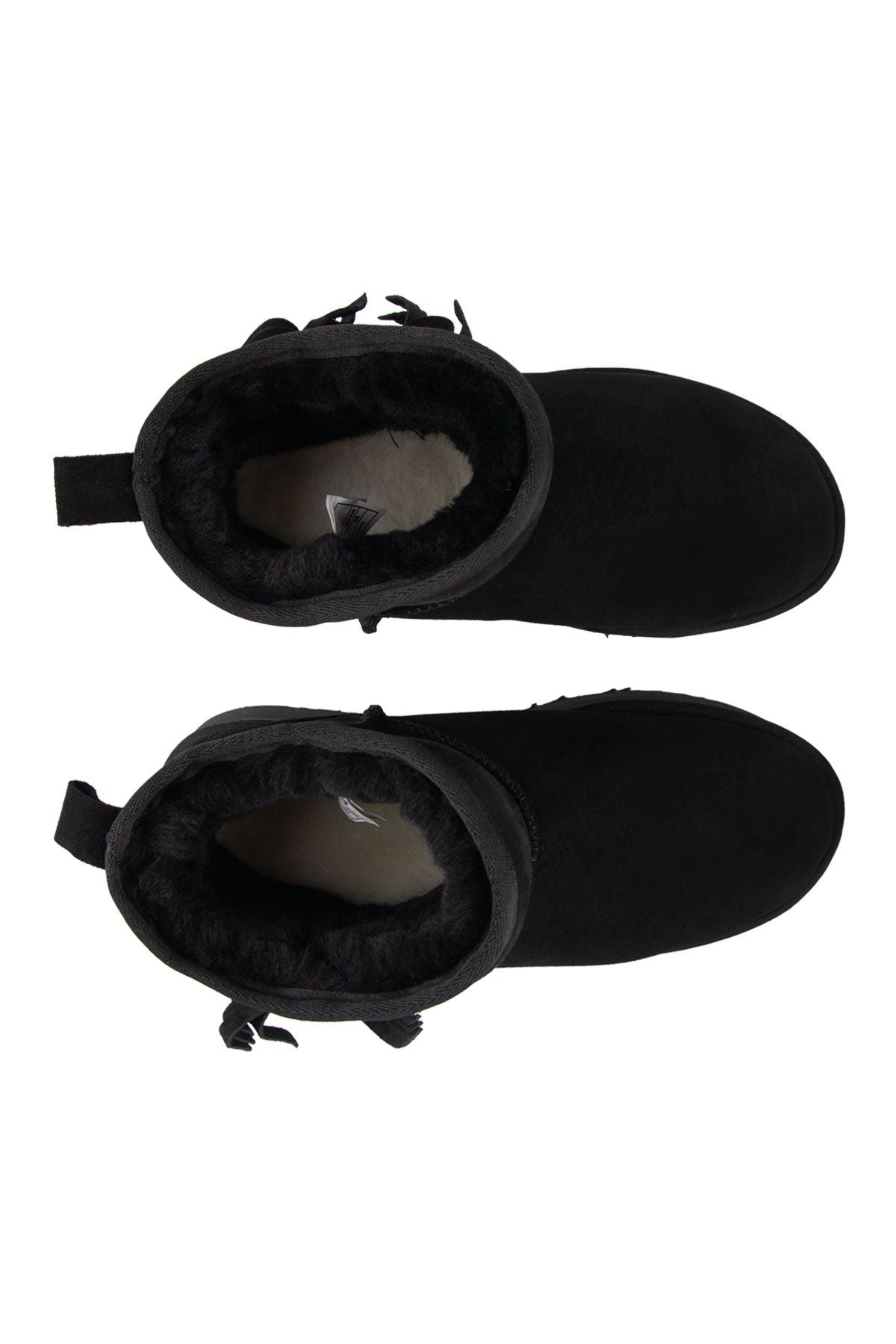 Pegia Fringed Sheepskin Short Boots 191360  - Black