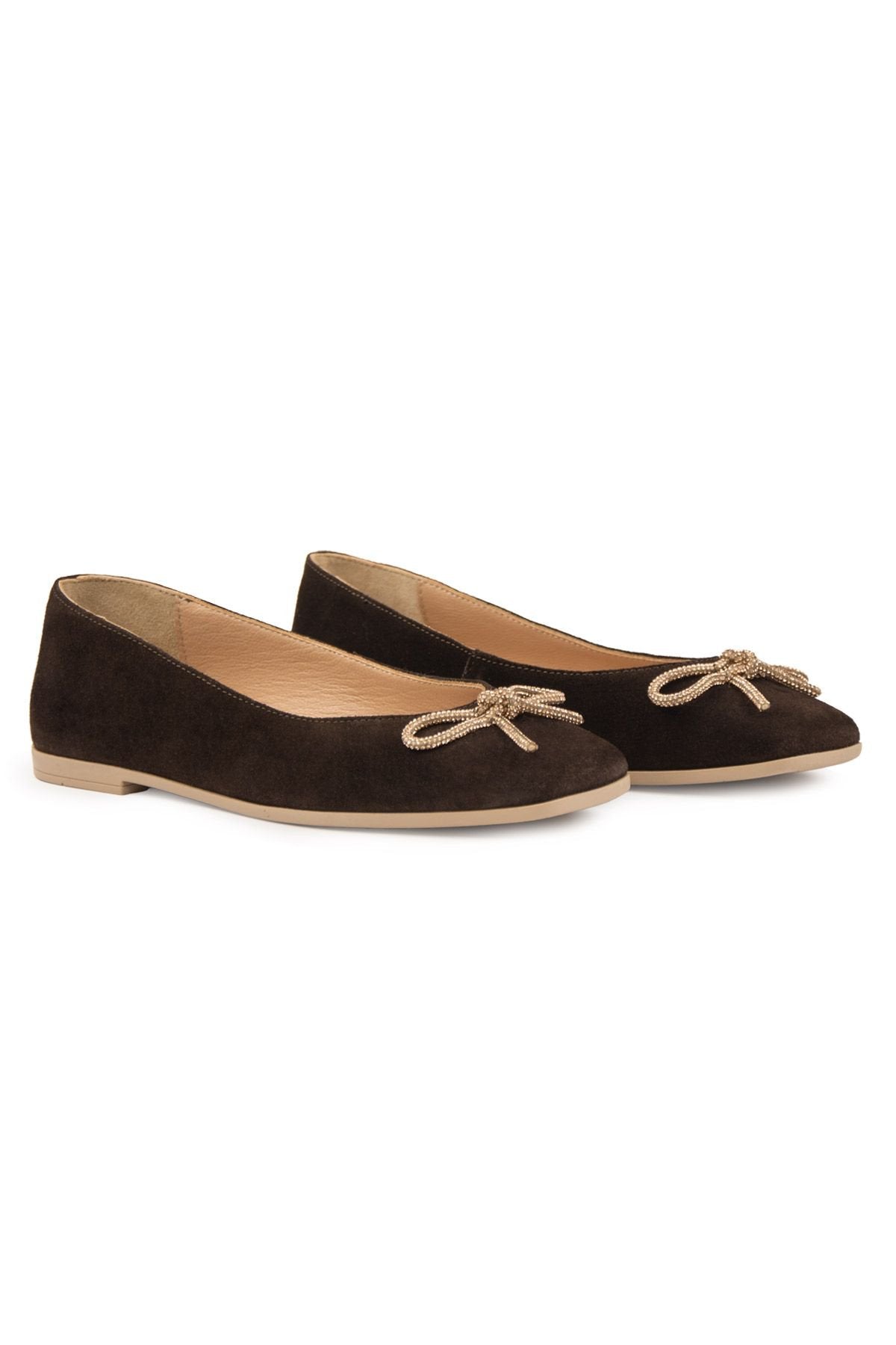 Pegia Suede Bow Women's Ballet Flats DG6066  - Choco