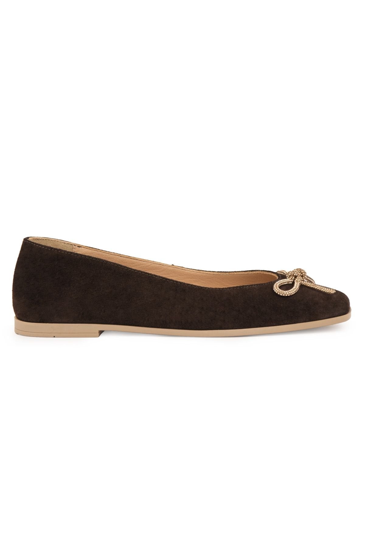 Pegia Suede Bow Women's Ballet Flats DG6066  - Choco