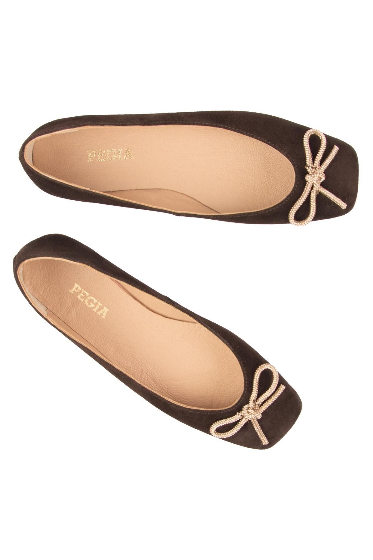 Pegia Suede Bow Women's Ballet Flats DG6066  - Choco