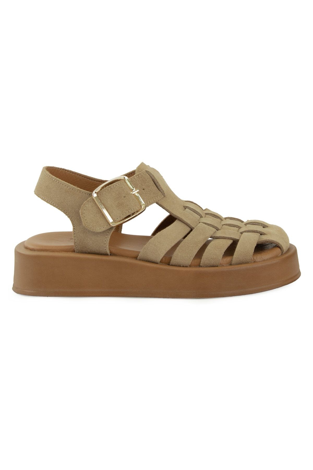 Pegia Genuine Suede Woven Women's Sandal DG6095  - Latte