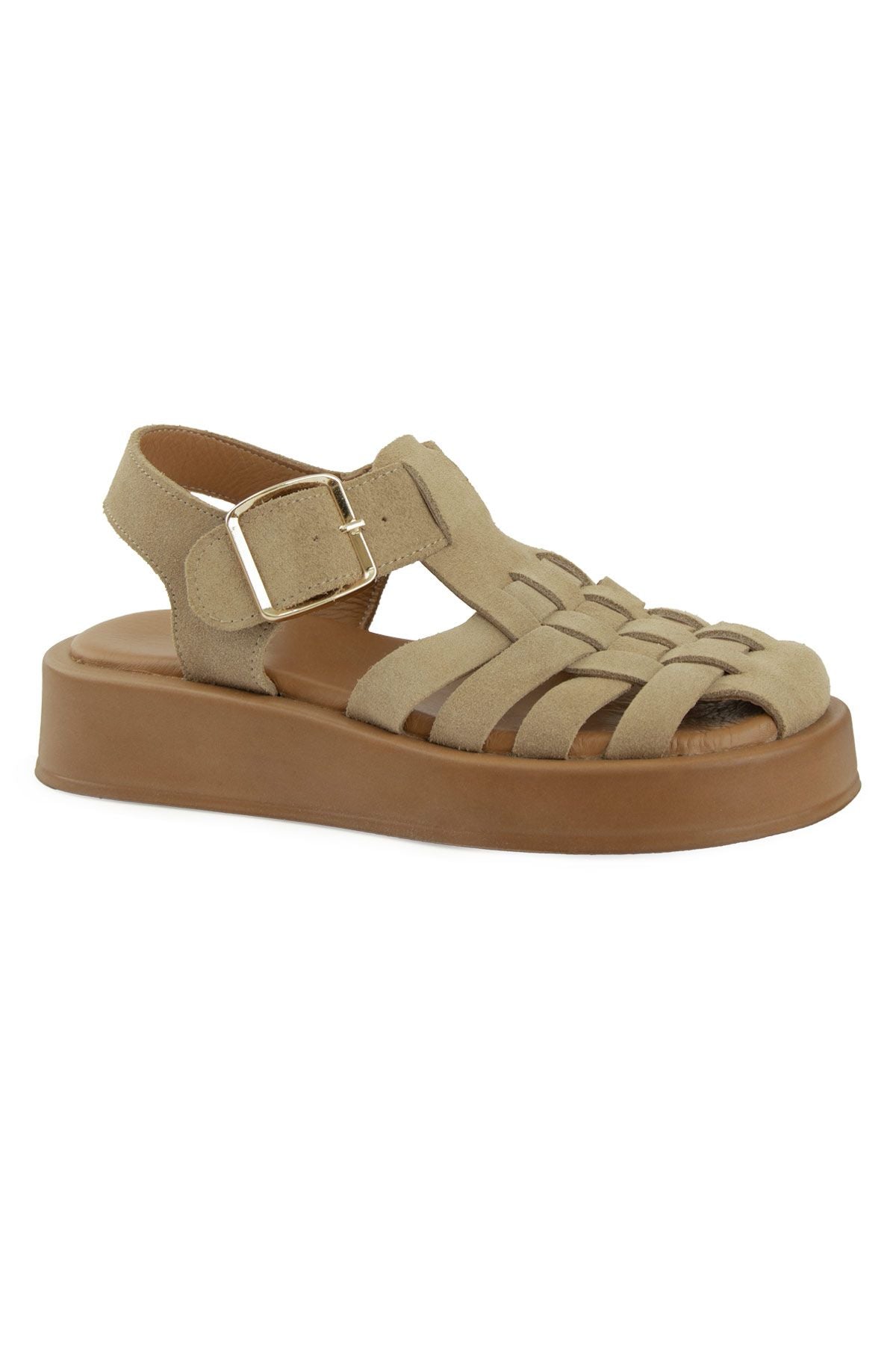 Pegia Genuine Suede Woven Women's Sandal DG6095  - Latte