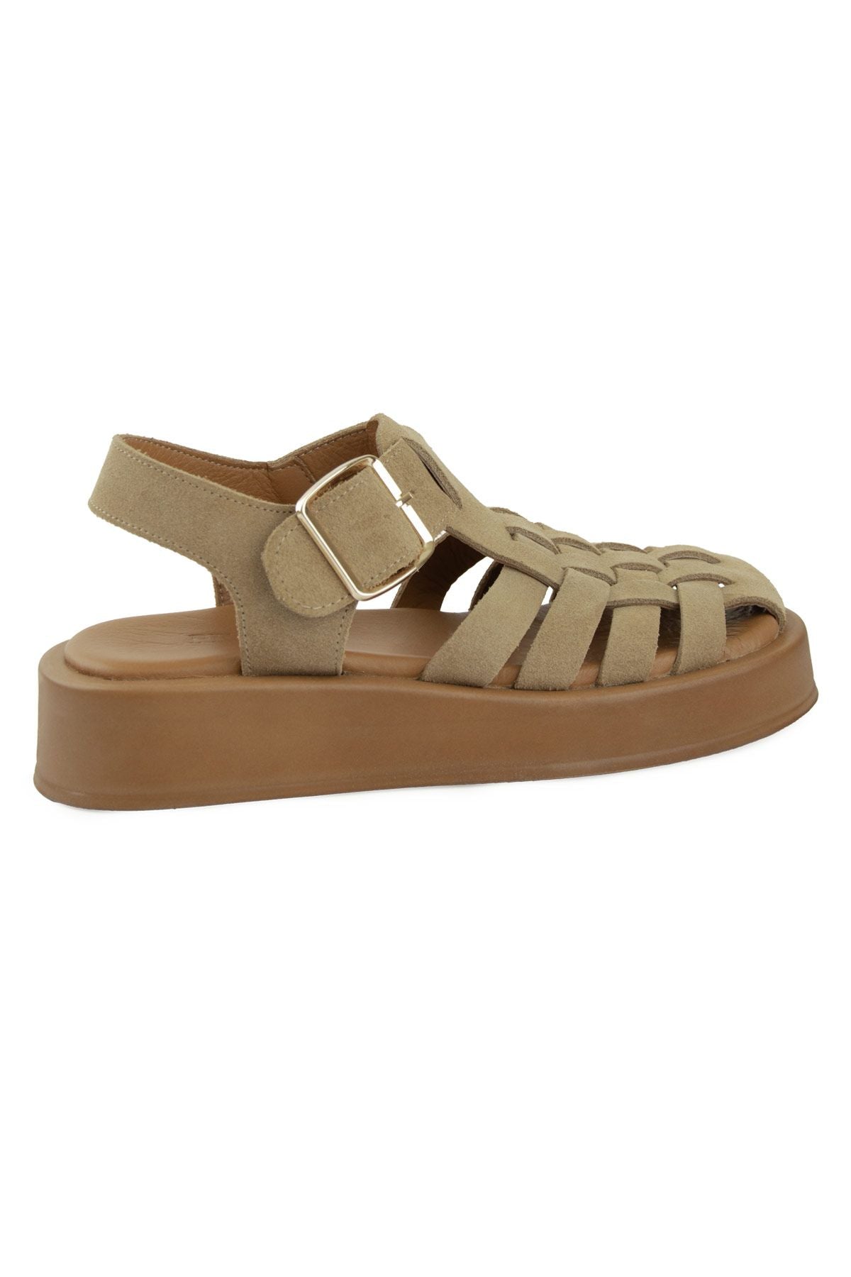 Pegia Genuine Suede Woven Women's Sandal DG6095  - Latte