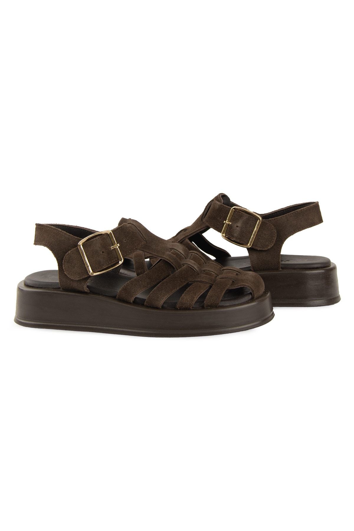 Pegia Genuine Suede Woven Women's Sandal DG6095  - Choco