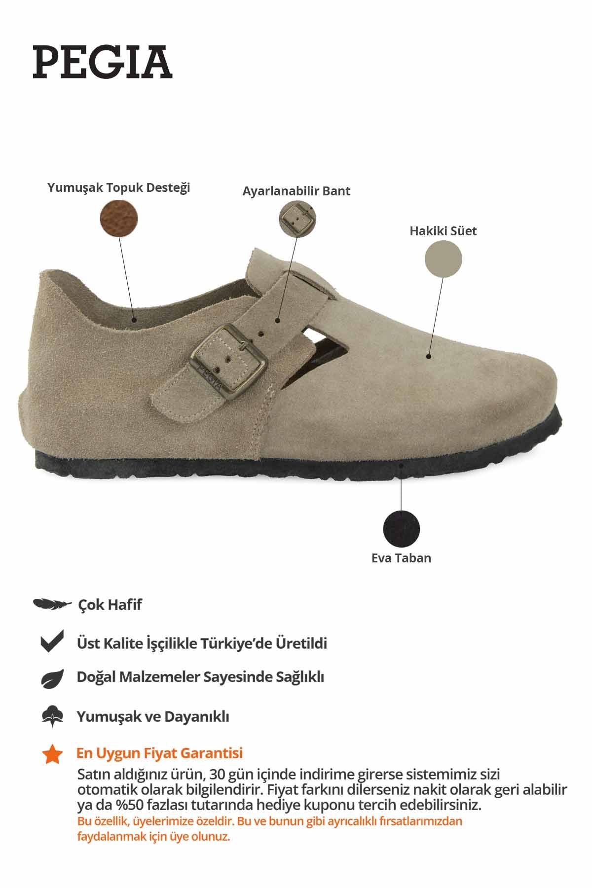 Pegia Women's Suede Buckle Shoes 215561  - Beige