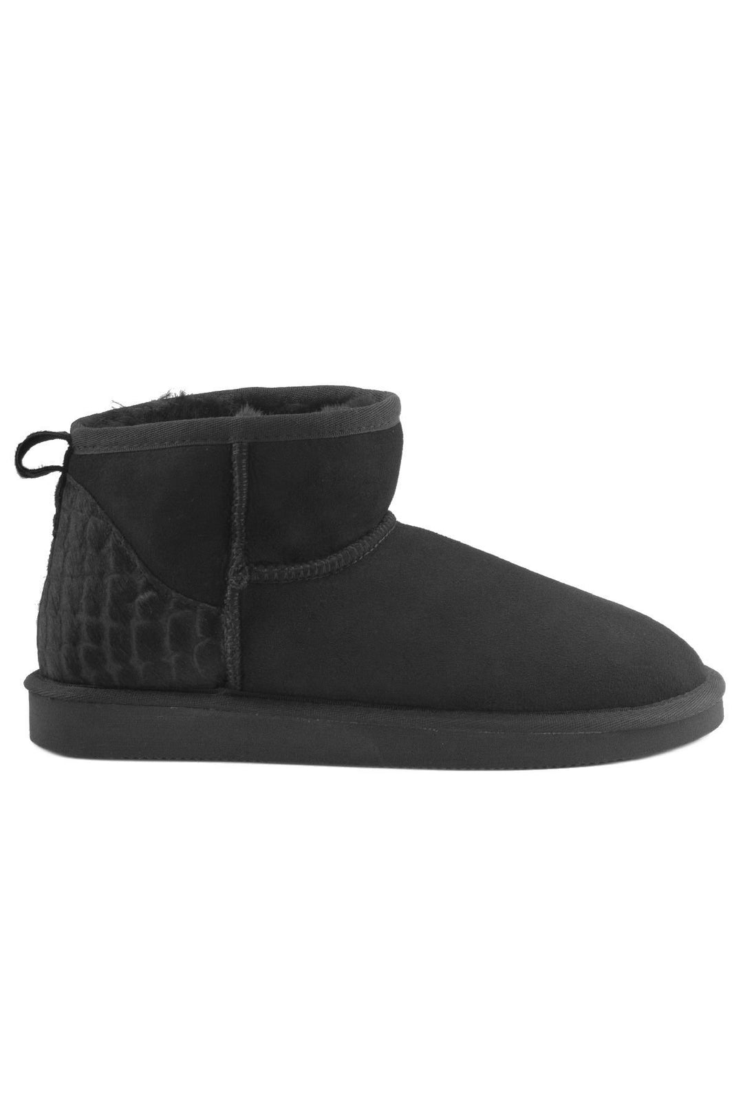 Pegia Heel Detailed Sheepskin Mini Boots 191142  - Black