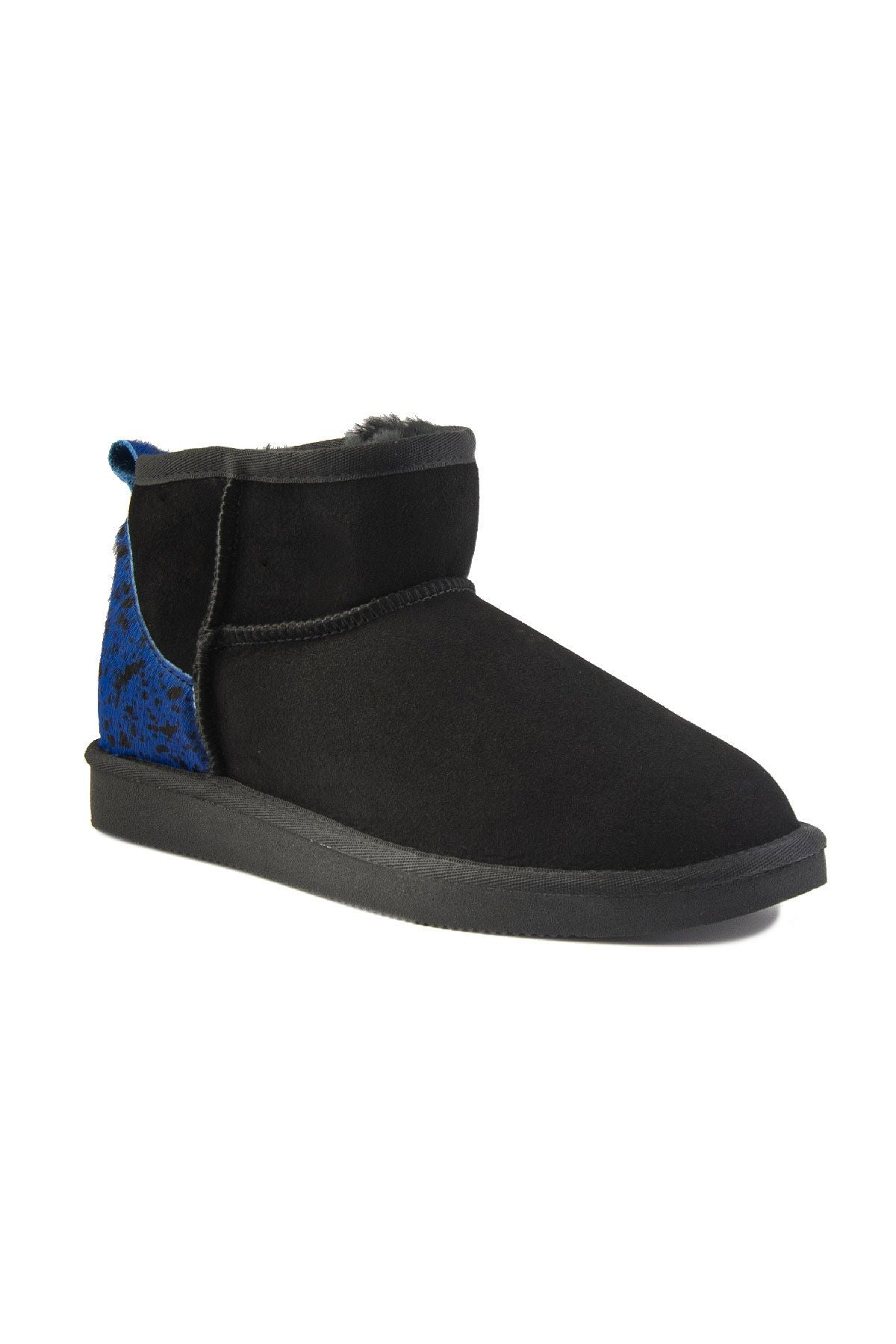 Pegia Heel Detailed Sheepskin Mini Boots 191142  - Blue