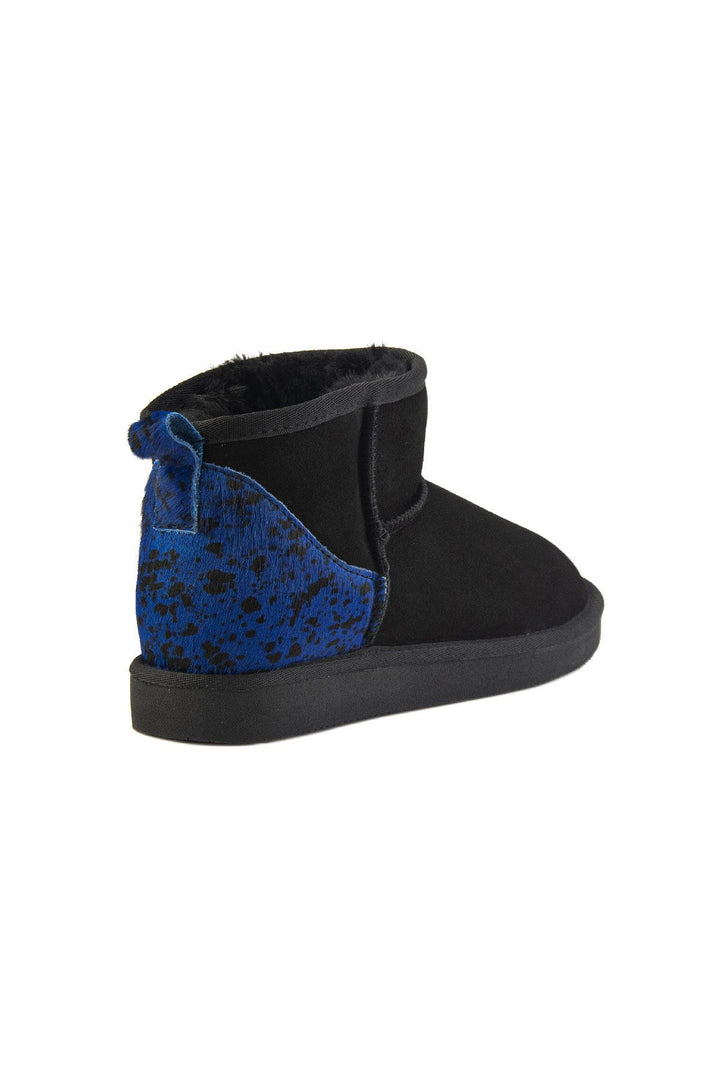 Pegia Heel Detailed Sheepskin Mini Boots 191142  - Blue