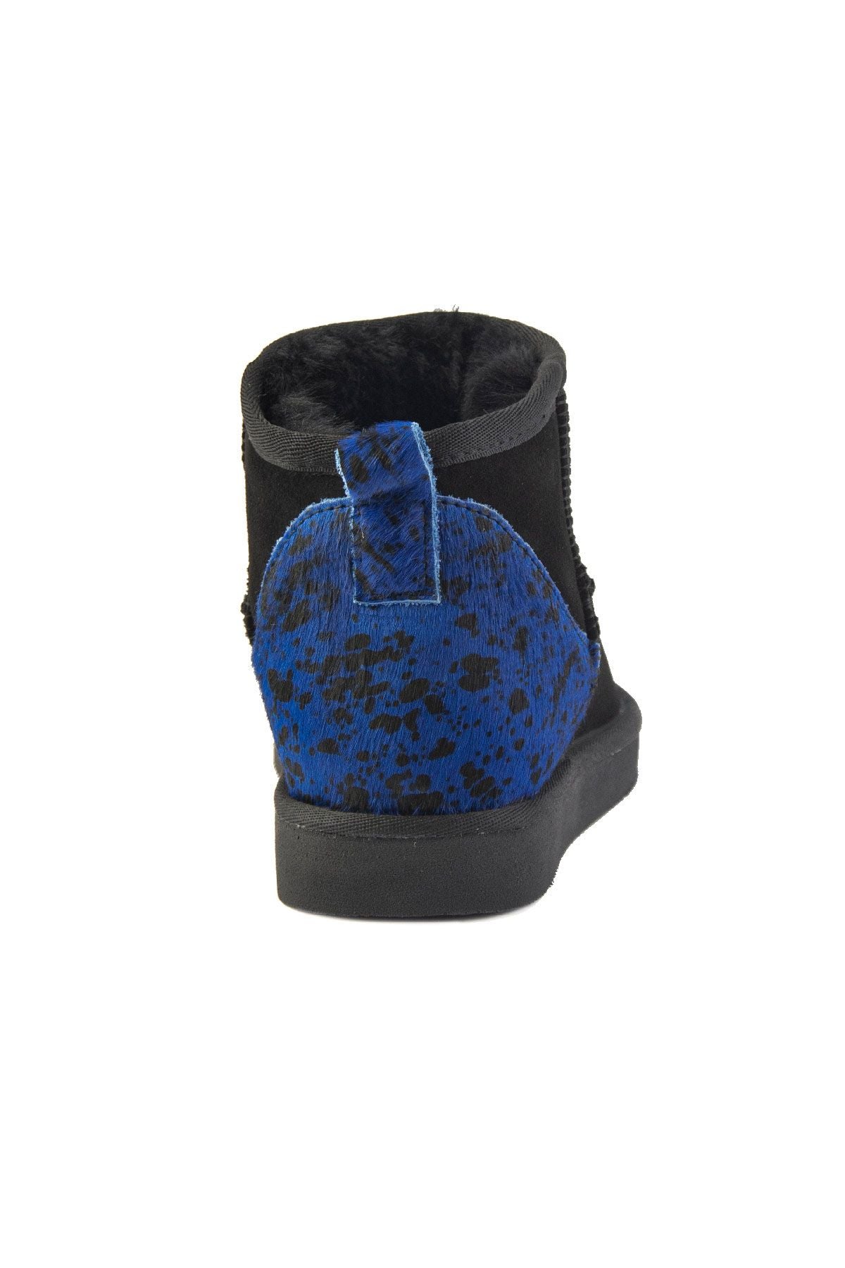 Pegia Heel Detailed Sheepskin Mini Boots 191142  - Blue