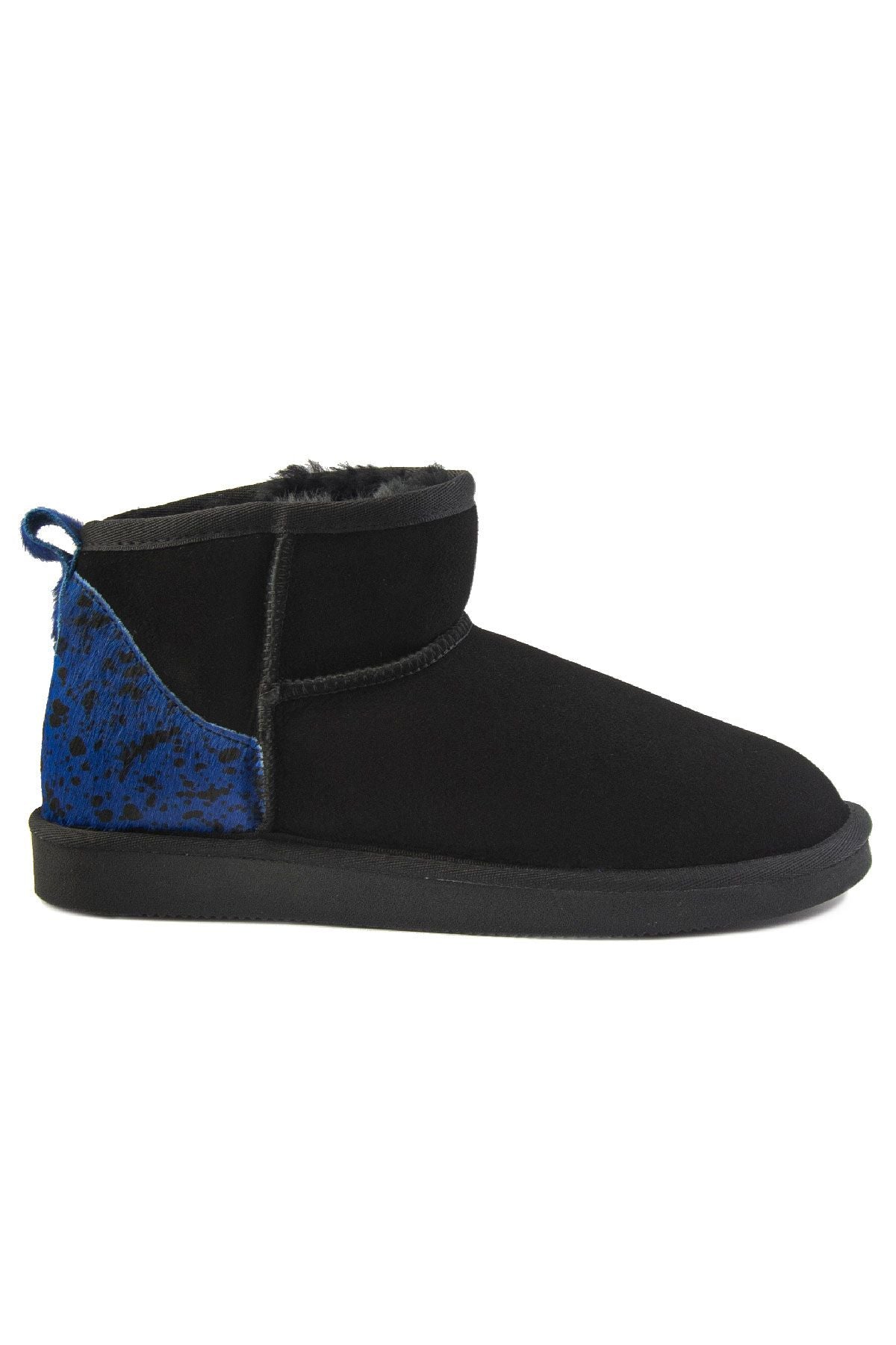 Pegia Heel Detailed Sheepskin Mini Boots 191142  - Blue