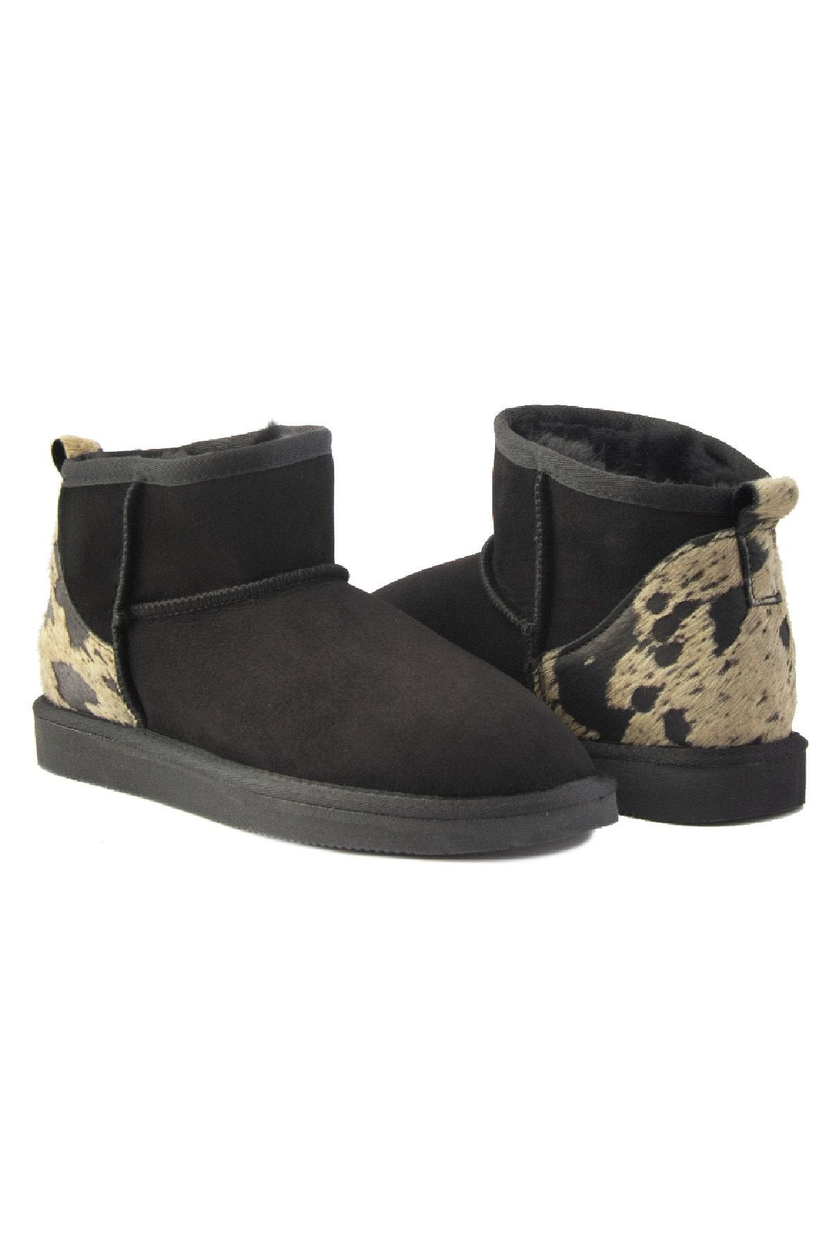 Pegia Heel Detailed Sheepskin Mini Boots 191142  - Beige