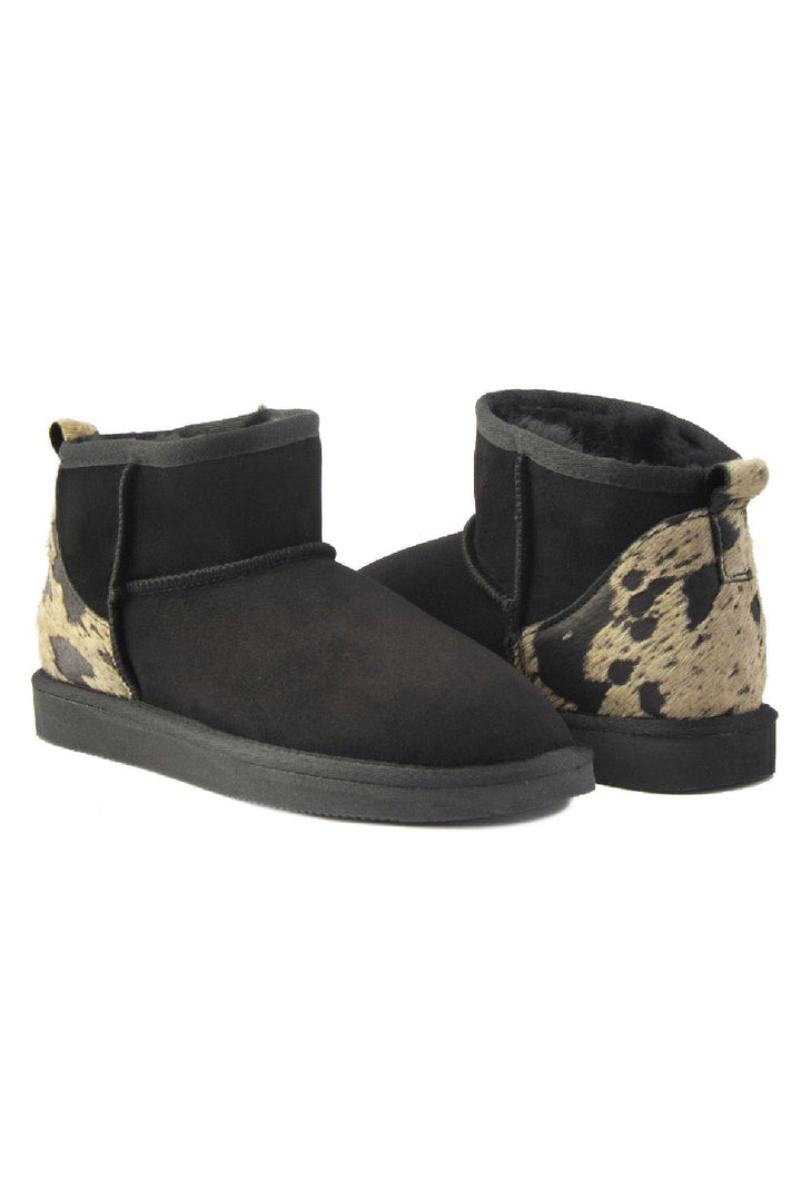 Pegia Heel Detailed Sheepskin Mini Boots 191142  - Beige