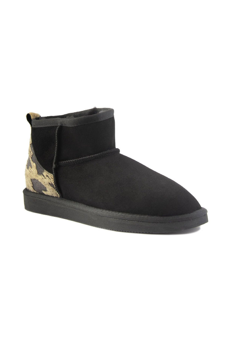 Pegia Heel Detailed Sheepskin Mini Boots 191142  - Beige