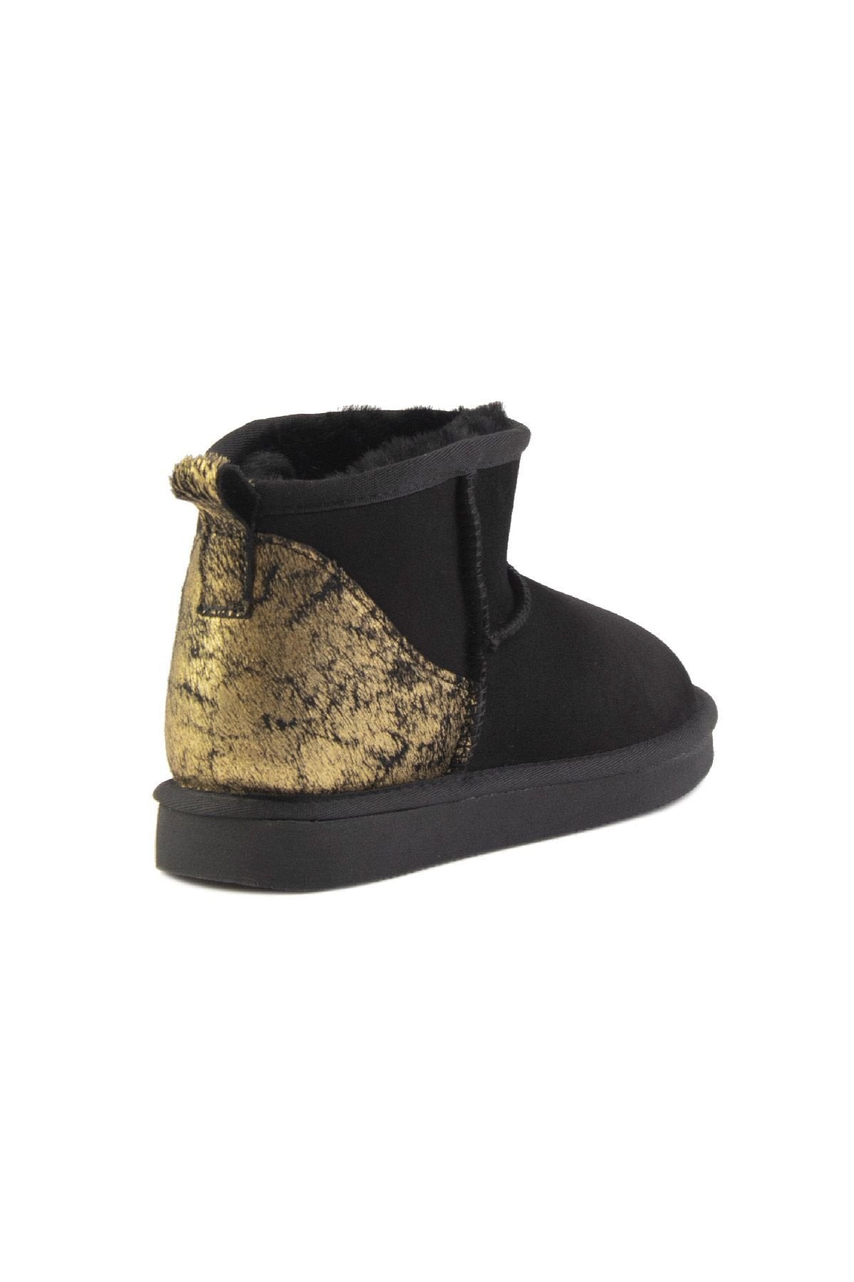 Pegia Heel Detailed Sheepskin Mini Boots 191142  - Gold