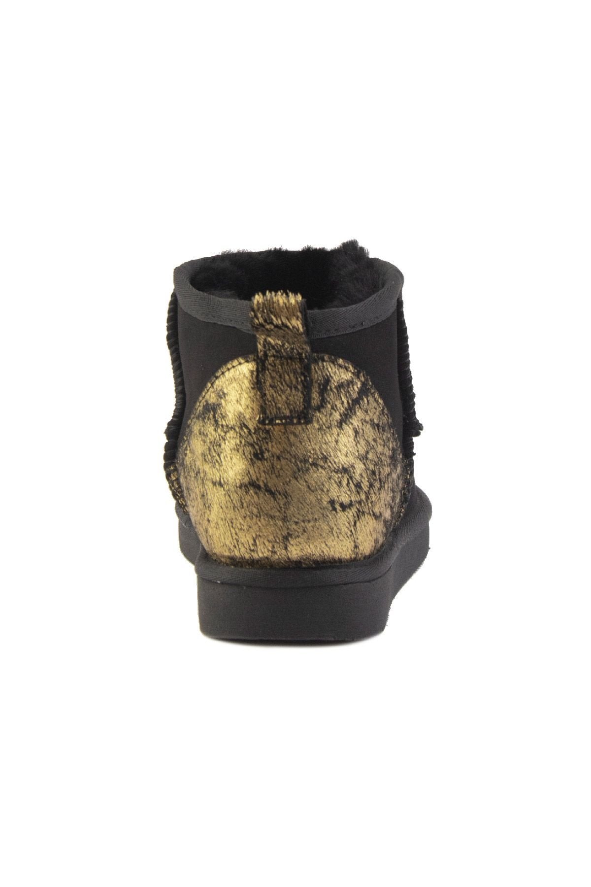 Pegia Heel Detailed Sheepskin Mini Boots 191142  - Gold
