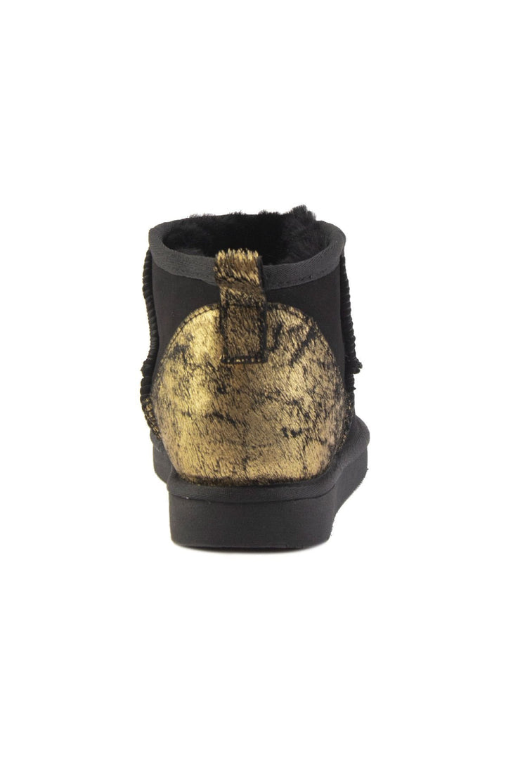 Pegia Heel Detailed Sheepskin Mini Boots 191142  - Gold