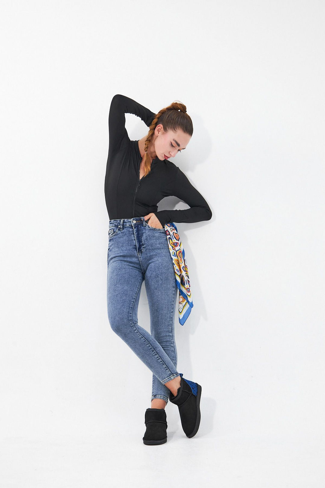 Pegia Heel Detailed Sheepskin Mini Boots 191142  - Blue