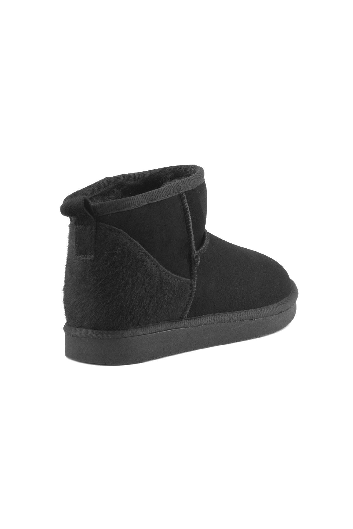 Pegia Heel Detailed Sheepskin Mini Boots 191143  - Black
