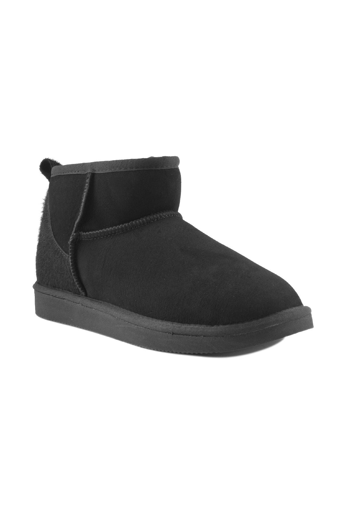 Pegia Heel Detailed Sheepskin Mini Boots 191143  - Black