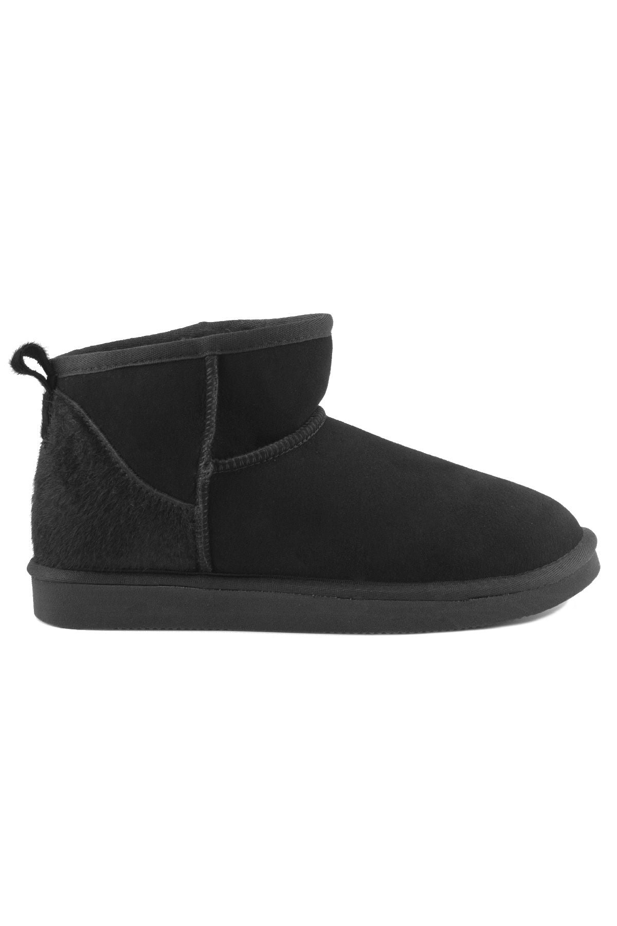 Pegia Heel Detailed Sheepskin Mini Boots 191143  - Black