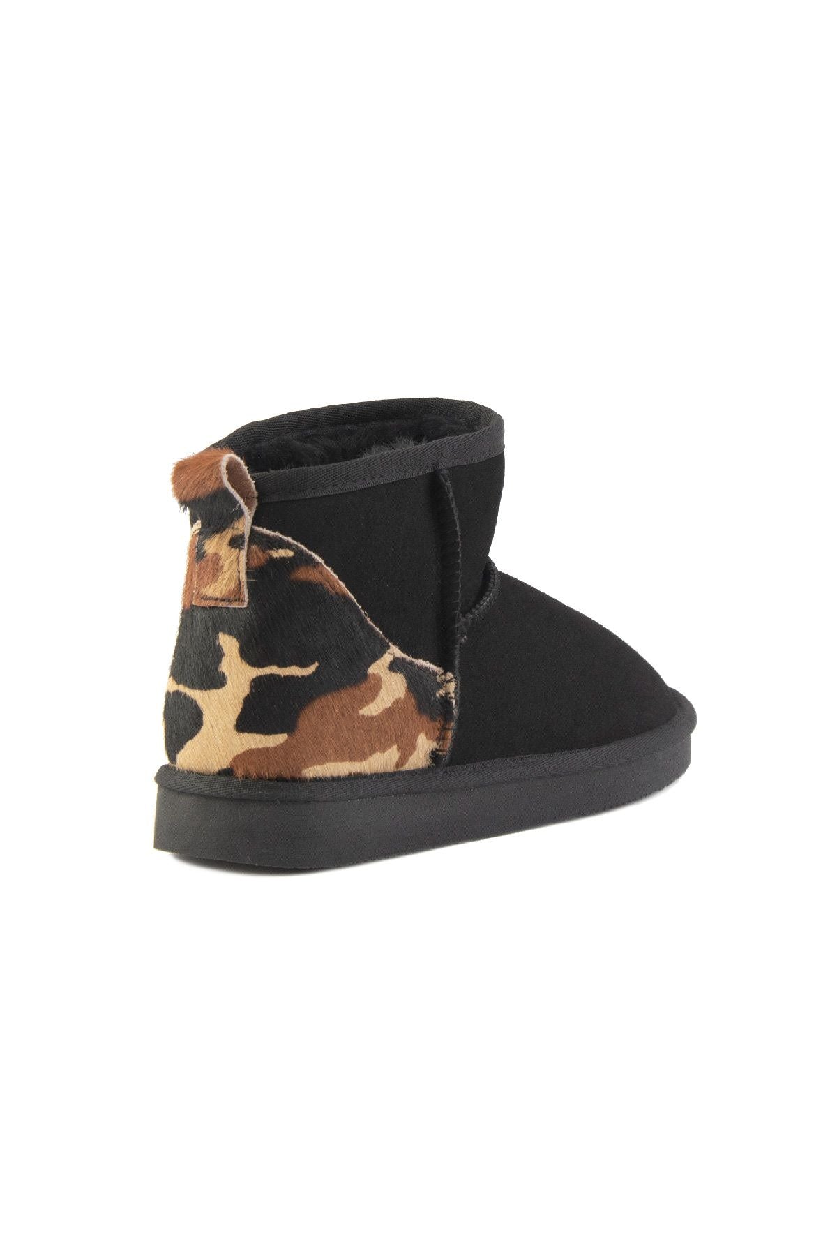 Pegia Heel Detailed Sheepskin Mini Boots 191143  - Choco