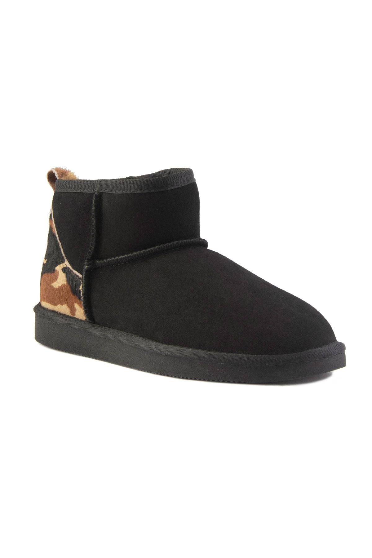 Pegia Heel Detailed Sheepskin Mini Boots 191143  - Choco