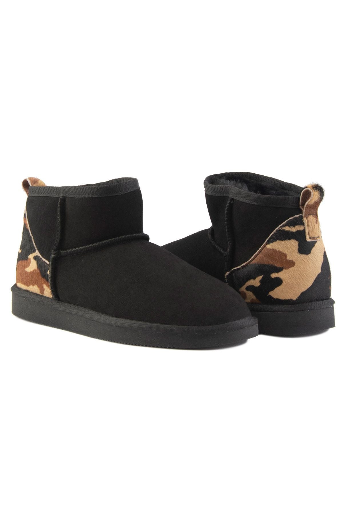 Pegia Heel Detailed Sheepskin Mini Boots 191143  - Choco