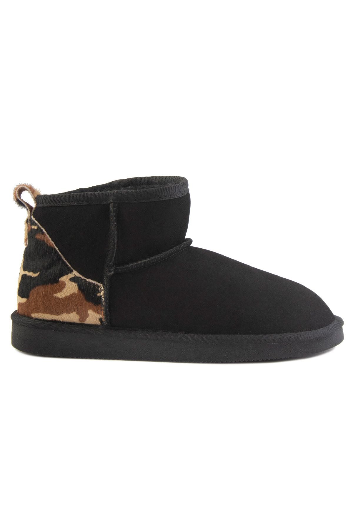 Pegia Heel Detailed Sheepskin Mini Boots 191143  - Choco