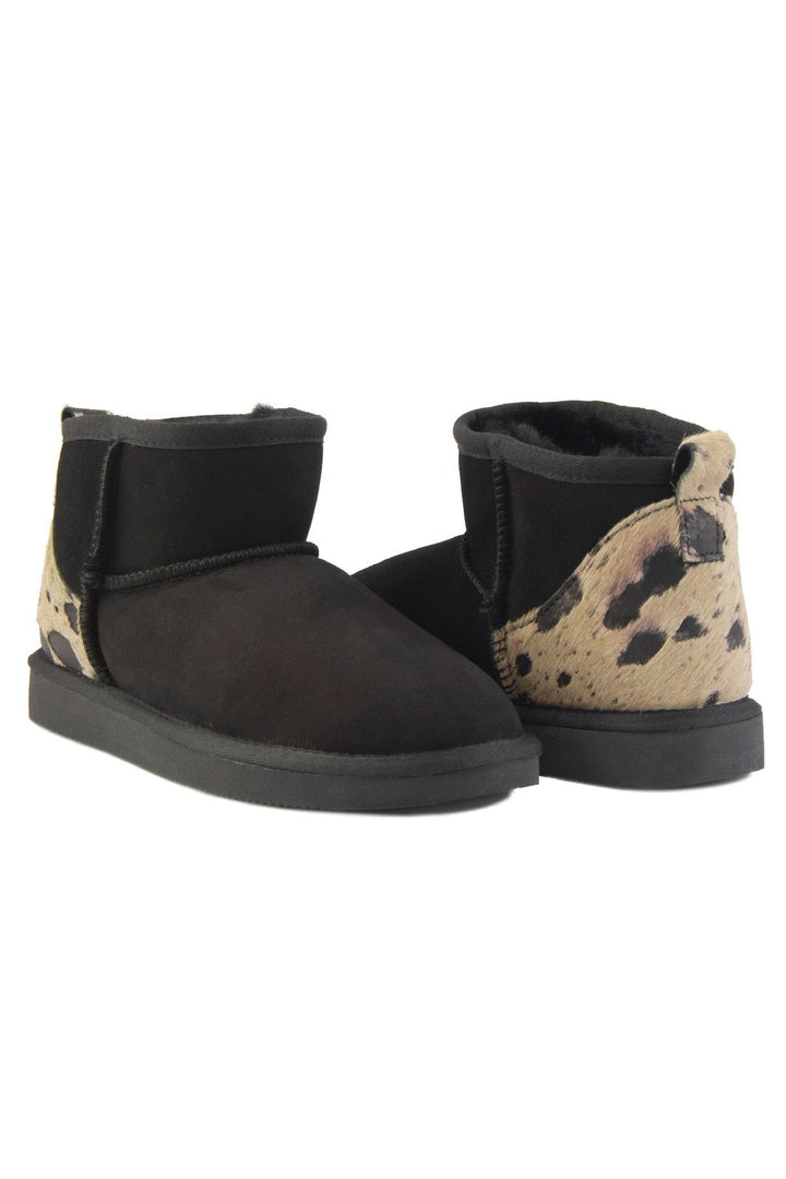 Pegia Heel Detailed Sheepskin Mini Boots 191143  - Beige