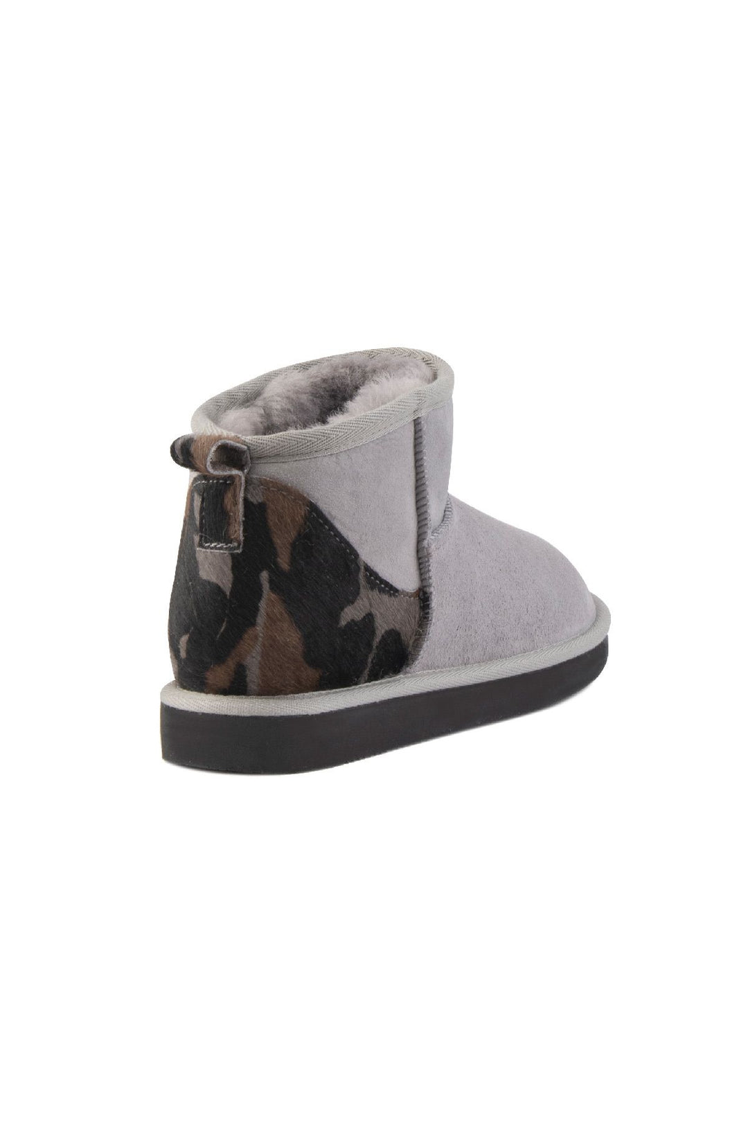 Pegia Heel Detailed Sheepskin Mini Boots 191143  - Grey