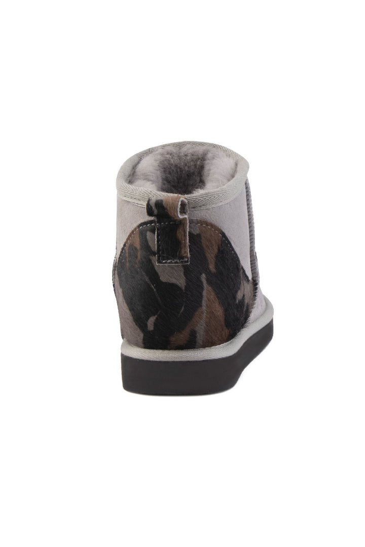 Pegia Heel Detailed Sheepskin Mini Boots 191143  - Grey