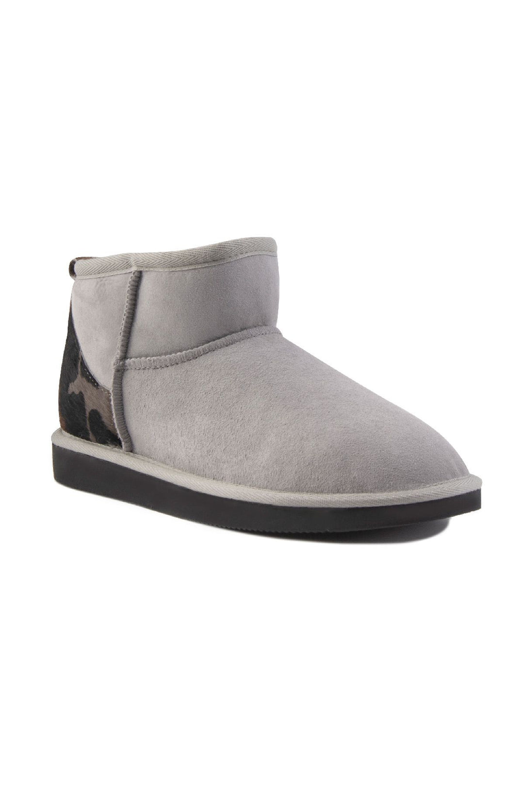 Pegia Heel Detailed Sheepskin Mini Boots 191143  - Grey